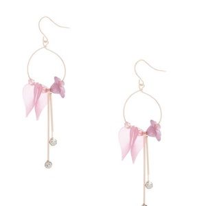 Rose gold flower petal drop earring